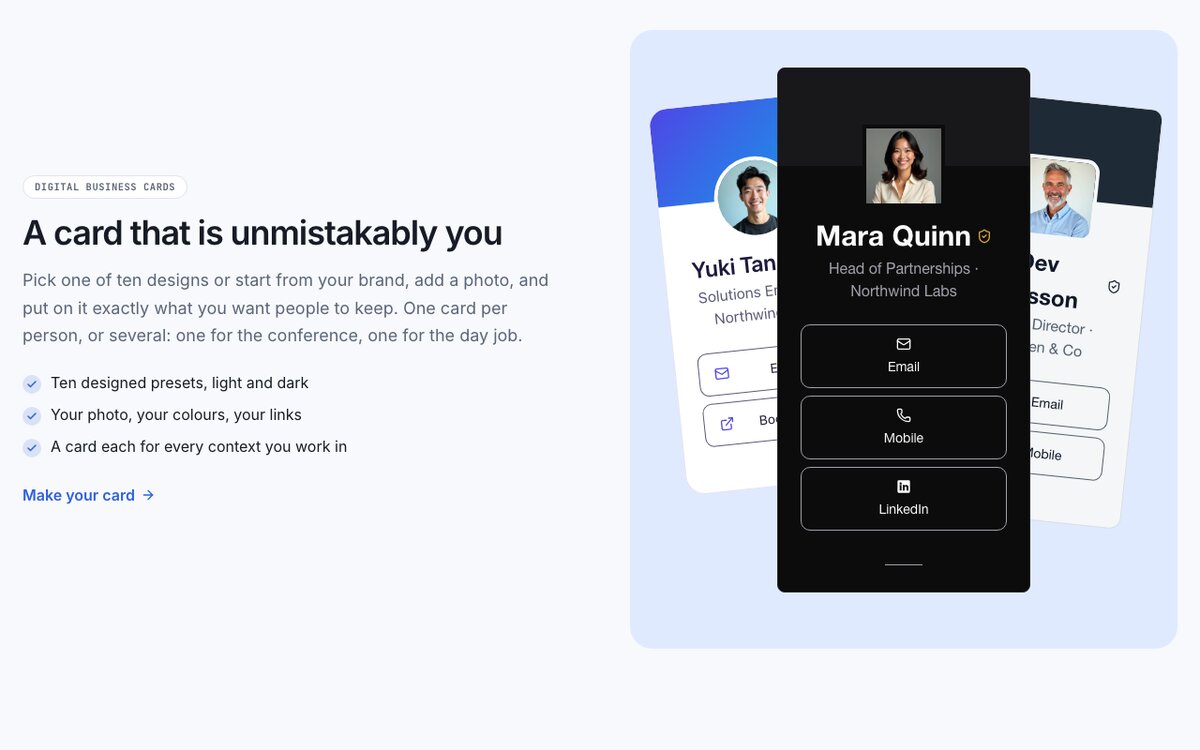 Ten designed card presets in light and dark